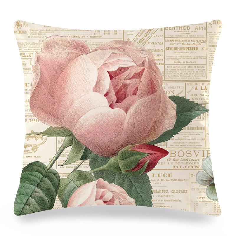 Watercolor Roses and Butterflies Digital Printing Short Plush Pillow Covers for Car Sofa Office Cushion Cover Home Goods