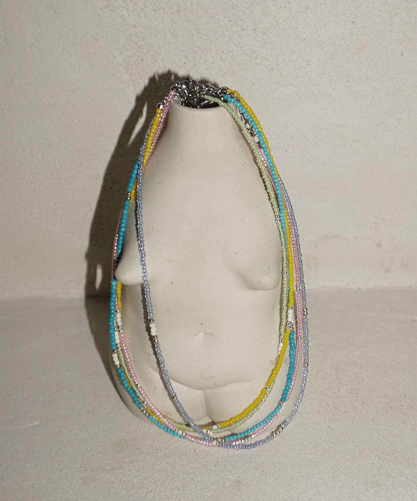 Ourpierre Love Skinny Bead Necklace Sky Blue