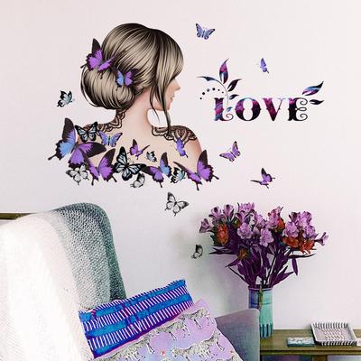 English Girl Butterfly Wall Decal Paper Living Room Background Wall Room Decoration Wall Decal