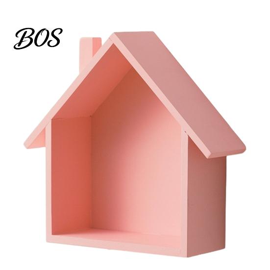 Wall Shelf Wood House Display Shelf, Mounted Decorative Floating Kids Room Small Toys Dolls Organizer for Entryway, Living Room, Nursery
