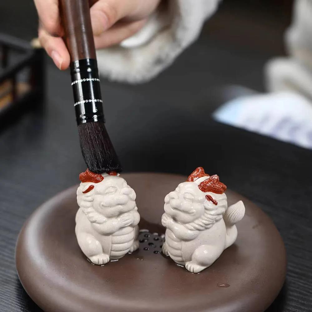Boutique Small White Dragon Purple Clay Tea Pet Creative Lucky Model Figurine Household Tea Statue Ceremony Teaware Gift