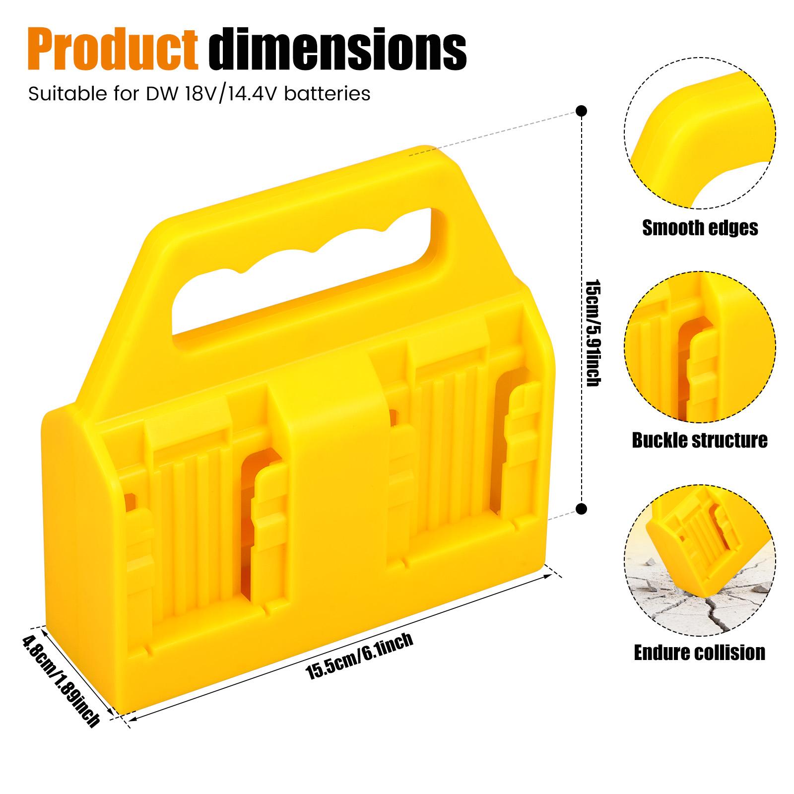 

Portable Battery Holder for De.Walt 18V/14.4V 4/6 Slot Plastic Battery Storage Organizer with Handle for 20V/60V De.Walt Batteri