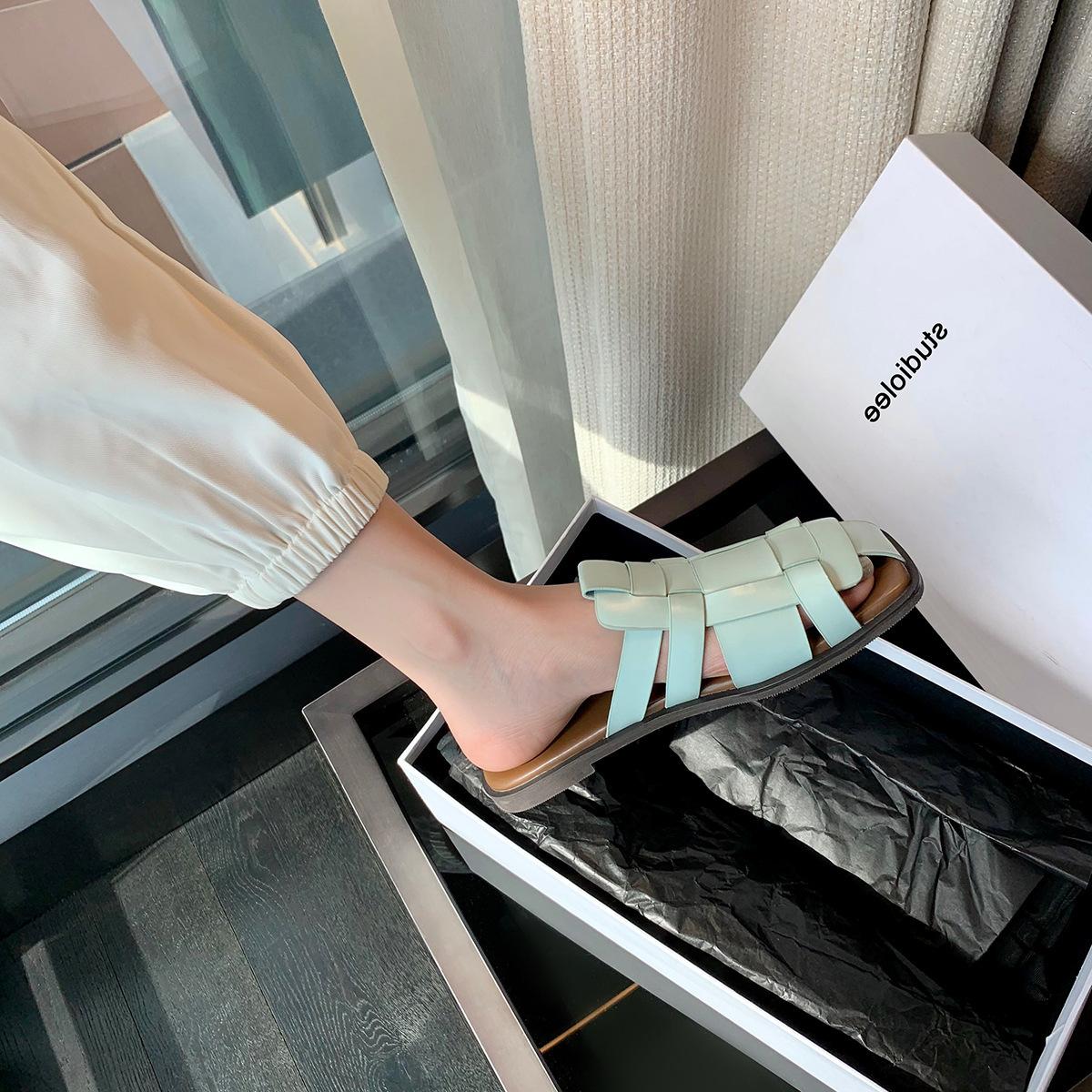 

Виноградная мать того же стиля | 2025 летняя одежда пляжная сумка с плоским дном голова ленивый Мюллер обувь классные тапочки женские 40 мятный зеленый