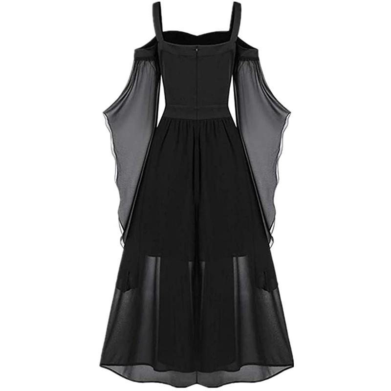 Abito Medievale Gotico Vintage da Donna con Spalle Scoperte e Allacciatura Costumi Cosplay di Halloween Festa di Carnevale Spalline a Bretella