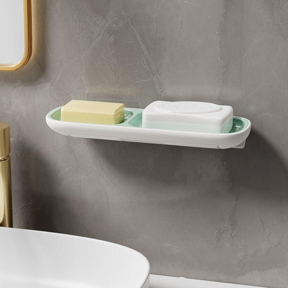 

Simple Style Drain Soap Rack Wall Mounted Soap Tray Box Bathroom Shelf Home