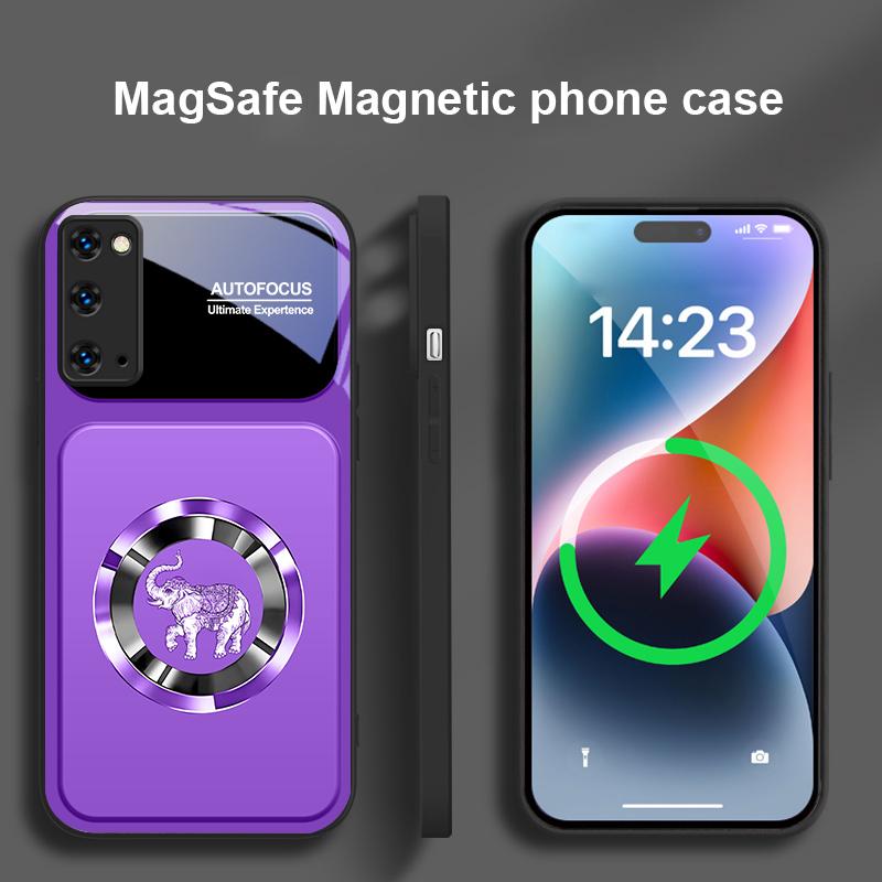 Elegant Pink Elephant For Magsafe Samsung S25 S25 Edge S25Ultra S8 9 10 20 S21 Pro 22 Plus S23 FE S24 Ultra Glass Phone Case