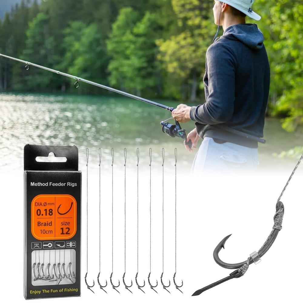 Barbed European Lure Feeder Rig Nylon Carp Fishing Hooks  Freshwater Fishing