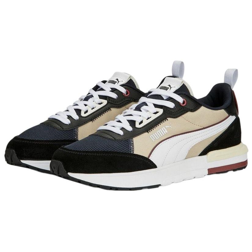 Puma R22 Kůže A Textil Sportovní Pohodlné Nízké Lifestylové Boty Unisex Boty Černá Bílá Béžová 383462-21