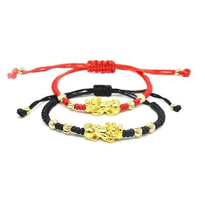 Good Luck Amulet Pixiu Red String Bracelet Vintage Braided Black Rope Lucky Adjustable Handmade Ethnic Animals Bangle