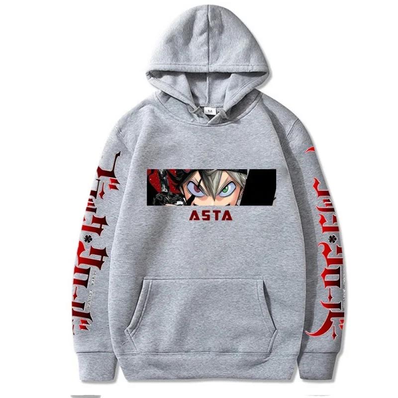 Japan Asta Anime Graphic Printed Hoodies Vintage Oversized Hooded Sweatshirt Long Sleeves Soft Cotton Hoodie Men Women Clothes