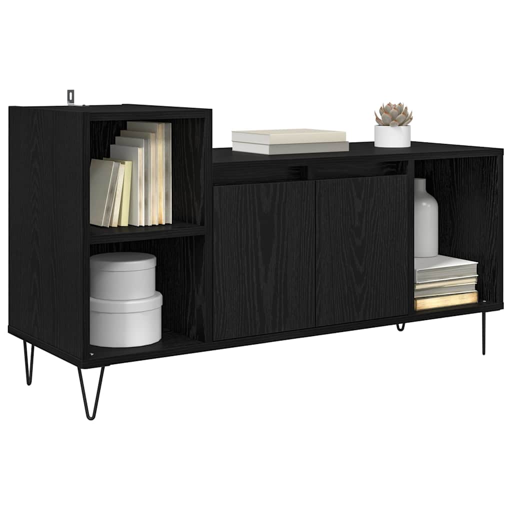 TV Stand Black Oak Effect 100 x 35 x 55 cm Particleboard