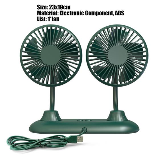 מאוורר רכב נייד סיבוב 360 מעלות 5V 1A ראש כפול
