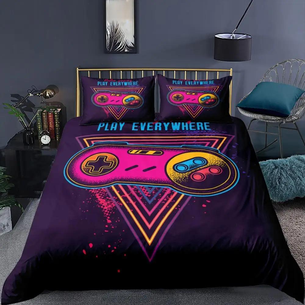 Gamepad 3D Printed Bedding Set For Teen Boys Queen Modern Gamer Comforter Duvet Cover 240x220 Video Game Kids Bed Linen