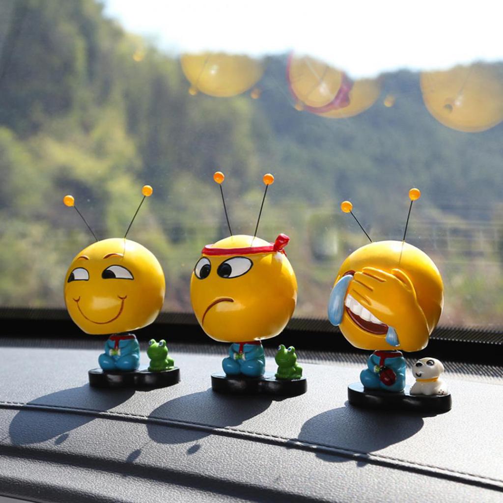 Buy Funny Antenna Emoji Shaking Head Doll Toy Car Dashboard Ornament Interior Decor at