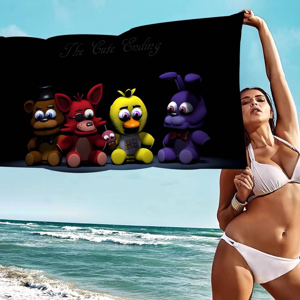 Klassisches F-FNAF Horror-Spiel Mikrofaser Bedrucktes Strandtuch Bergsteigen Yoga Strand Schwimmen Laufen Saugfähiges Weiches Handtuch