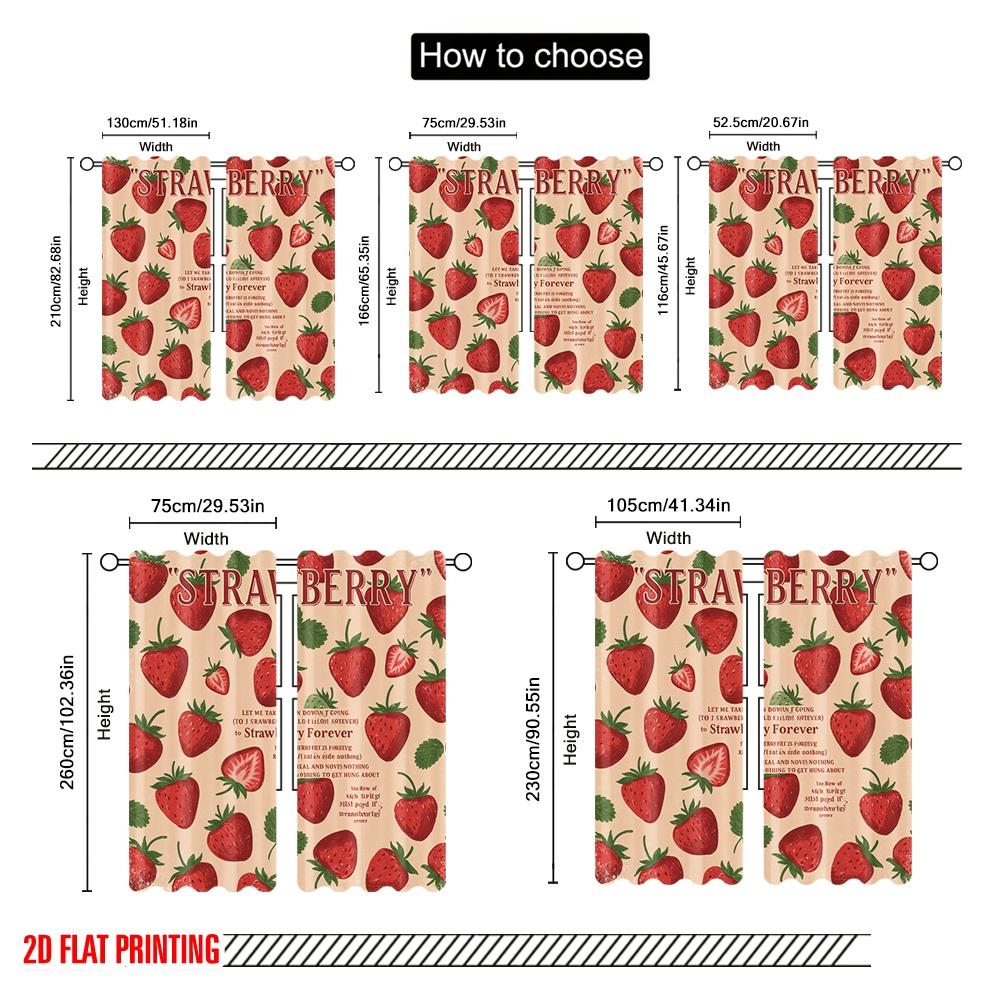 2pcs 2D Flat Printing Scene Curtain Strawberry Fields Forever Polyester Without Electricity Seasonal Party & Holiday Decor