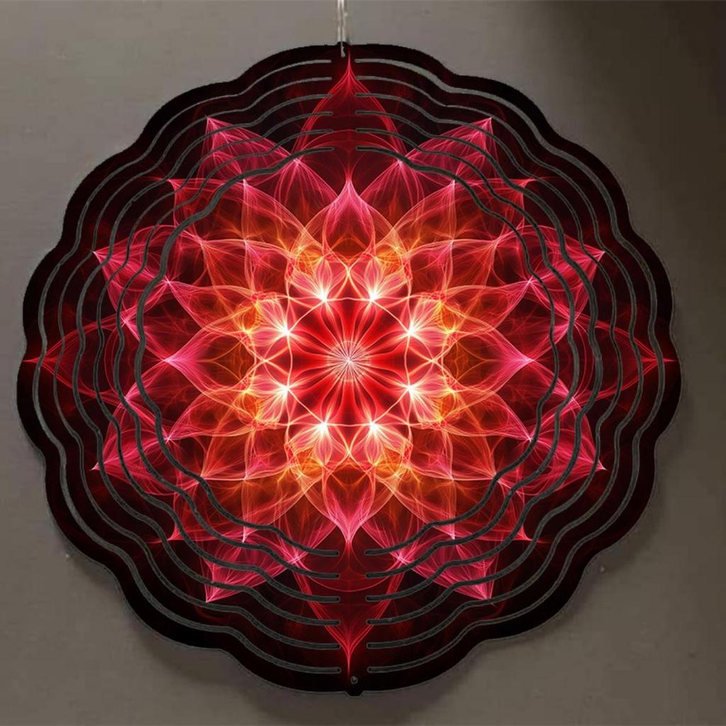 10-tommers roterende mandala vindklokke med 360-krok for utendørs hage, uteplassdekorasjon, vår, sommer, hengende ornament, gave til familie, venner