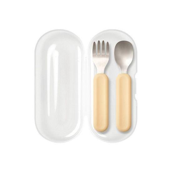 EDISON Easy-Grip Silicone Spoon & Fork Set with Case