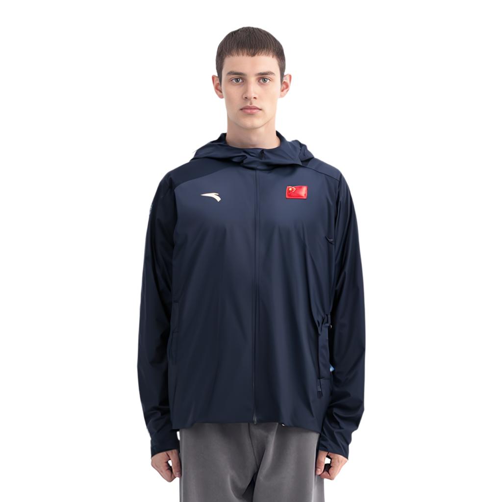 Anta Sport Lifestyle Serie Einfarbig mit Reißverschluss Kapuzenjacke Bequem Atmungsaktiv Lässig Baumwolljacke Herrenjacken Tiefnachtblau 452440104-1