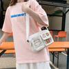 Embroidery Bear Canvas Shoulder Bag Solid Color Shoulder Bag Cute Transparent Itabag  Gift