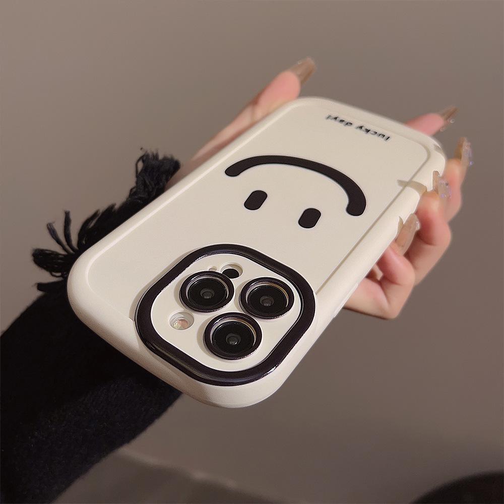 Simple Graffiti Smiley Face Apple 16 Mobile Phone Case Iphone15 Silicone 11 Suitable for 14promax All Inclusive 12 Korean Style