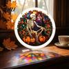 Unique Birthday Gift for Her Halloween Moon Black Cat Suncatcher Jigsaw Puzzle, 2D Acrylic Mystical Feline Window Hanging Educational Handmade Art Kit