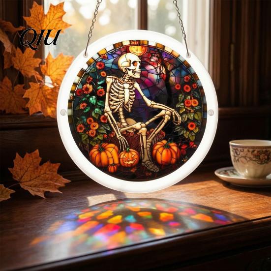 Unique Birthday Gift for Her Halloween Moon Black Cat Suncatcher Jigsaw Puzzle, 2D Acrylic Mystical Feline Window Hanging Educational Handmade Art Kit