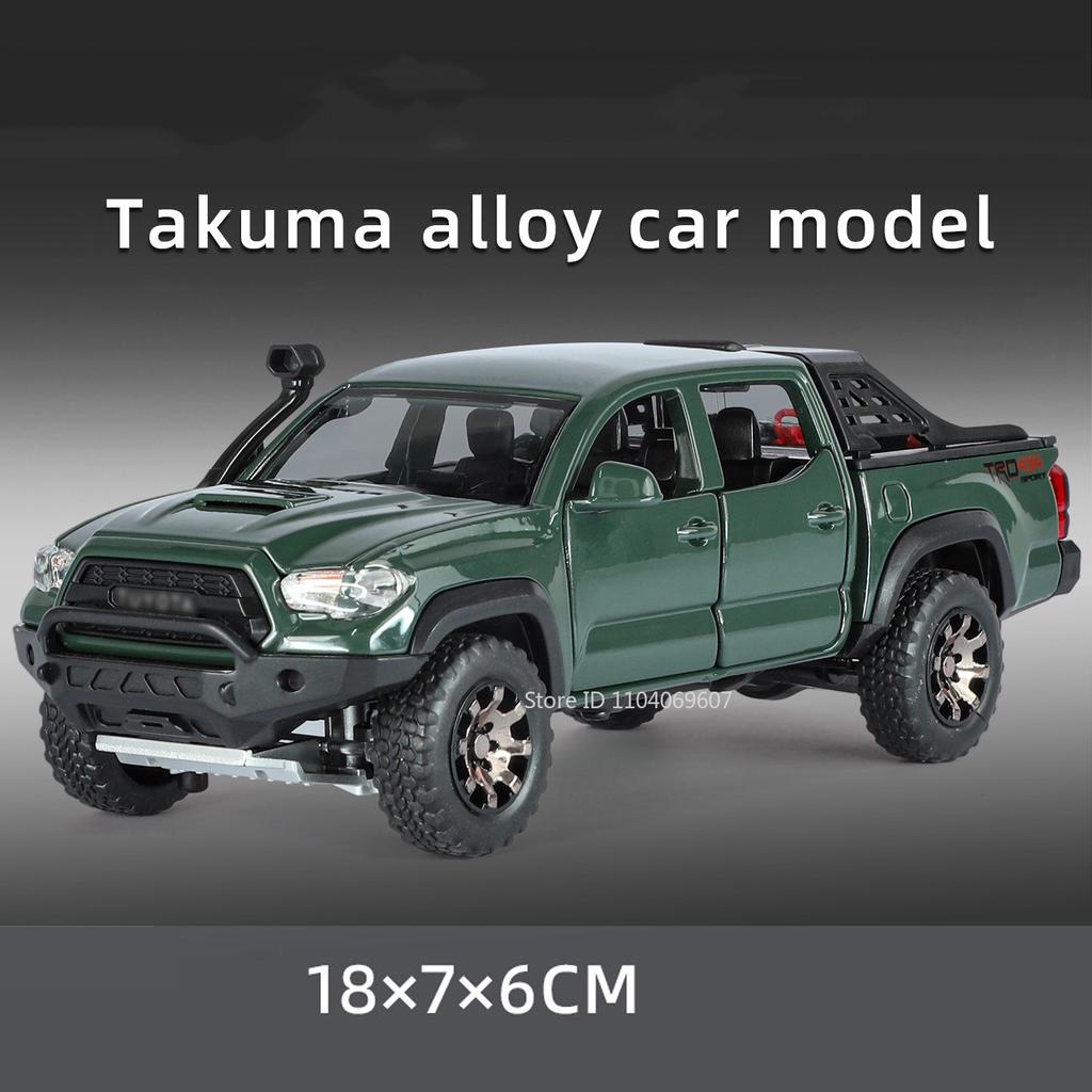 1:32 Tacoma HiLux Model Toy Off-road Vehicles Alloy Diecast Sound Light Doors Opened Pull Back Shock Absorption for Kids Gifts