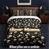Skull Theme Custom Text Or Name 3Pcs Bedding Set,1 Flat Sheet & 2 Pillowcases Personalized Home Bedding