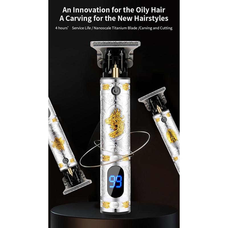 Professional Hair Clippers Men Electric Beard Trimmer Digital Display USB Rechargeable Cordless Hair
