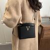 New Simple V-shaped Decoration, Hand-held Ins Fashionable Foreign Style, One Shoulder Crossbody Trendy Bucket Women's Small Bag