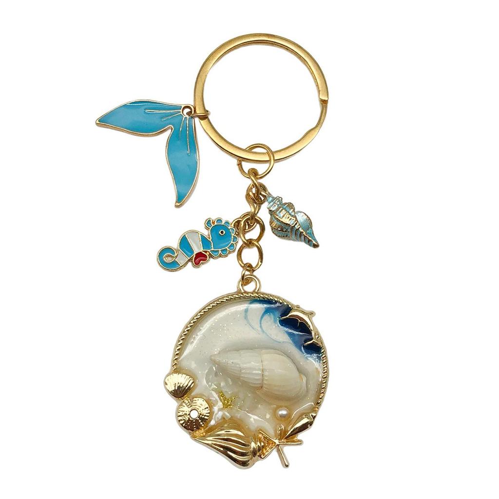 Creative Alloy Seashell and Pearl Keychain Pendant