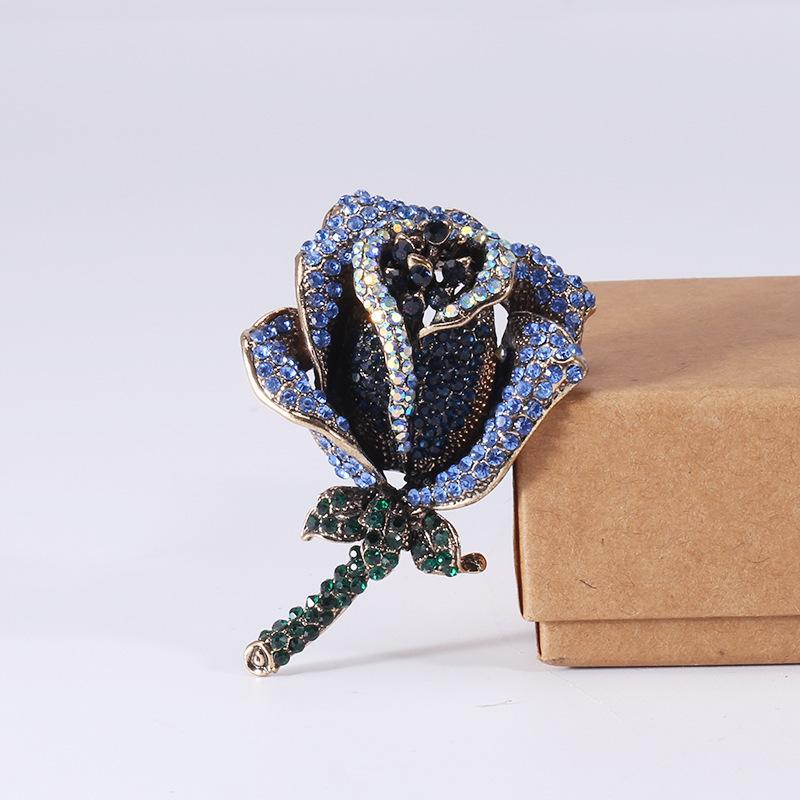 

Простая роза элегантный кардиган корсаж универсальный костюм воротник булавка пряжка женская анти-свет брошь синий