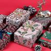 Christmas Wrapping Paper, Made From Recycled Kraft Paper, 6 Folded Sheets 100x44cm With 6 Vintage Designs - Pjun