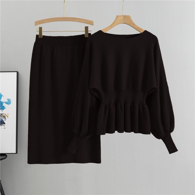 European Lantern Sleeve Bodycon Midi Skirt Set: French Socialite Style for Spring & Autumn