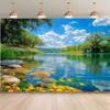 1 2D Flat Background Photography Cloth - Warm Background Decoration for Lakeside Scenery and Party, Photography Prop