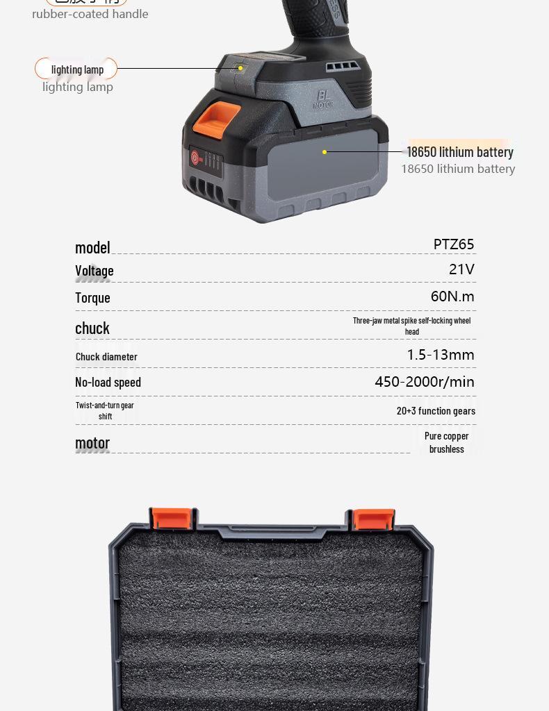 Customized Z65 Multi-functional Impact Hand Drill & Electric Screwdriver with Lithium Battery