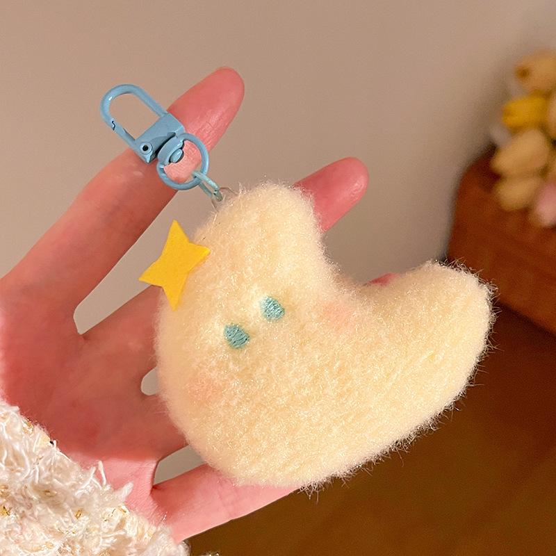 Cartoon Moon & Stars Plush Keychain Bag Charm - Cute Doll Pendant Gift