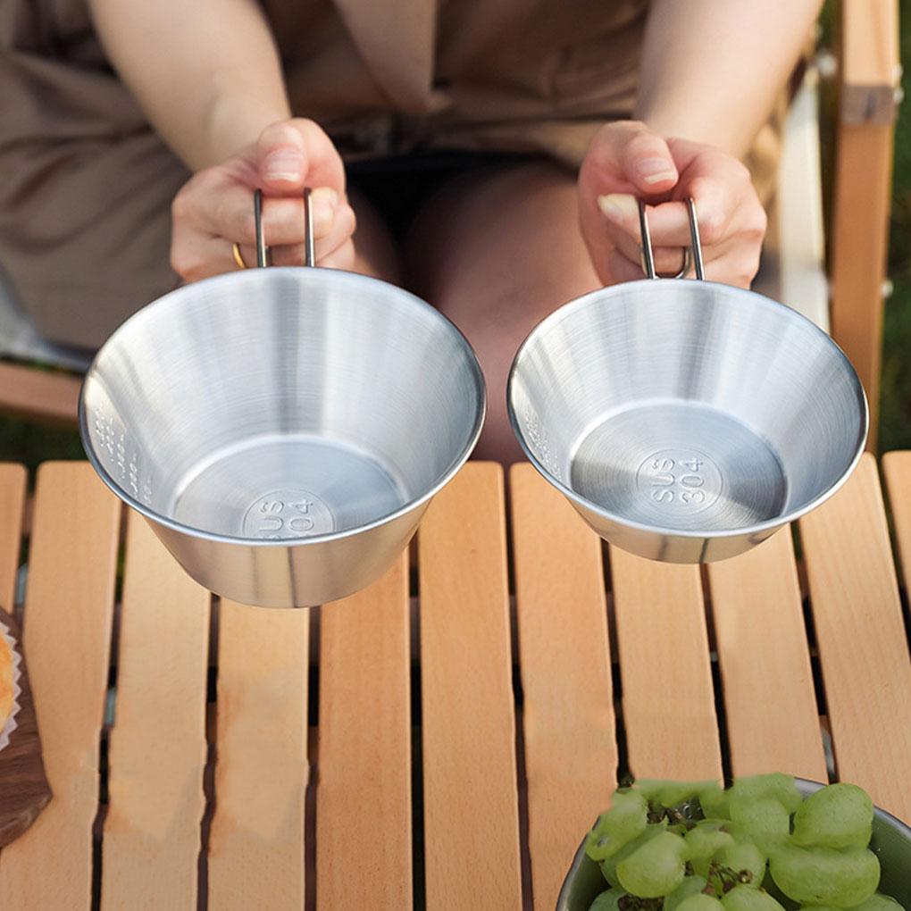 Stainless Steel Sherbet Bowl Portable Tableware Handy Kit For Self-Drive Picnics And Outdoor Activities Self-drive Picnic Tableware Collection Kit