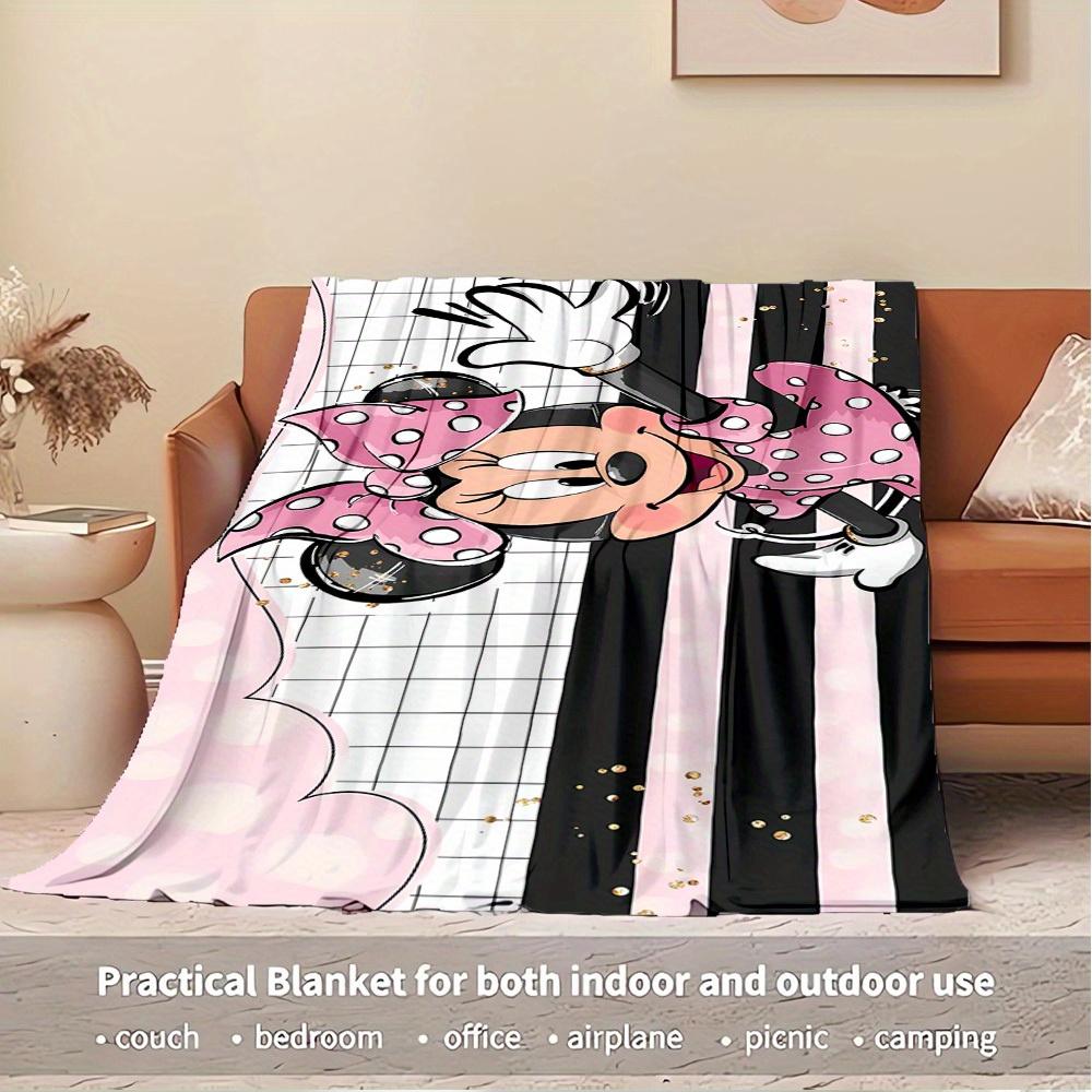 1pc Flannel Minnie Mouse Pink Polka Dot Bedding Throw Blanket Sofa Cover Gift Home Decoration Room Decorative Throws