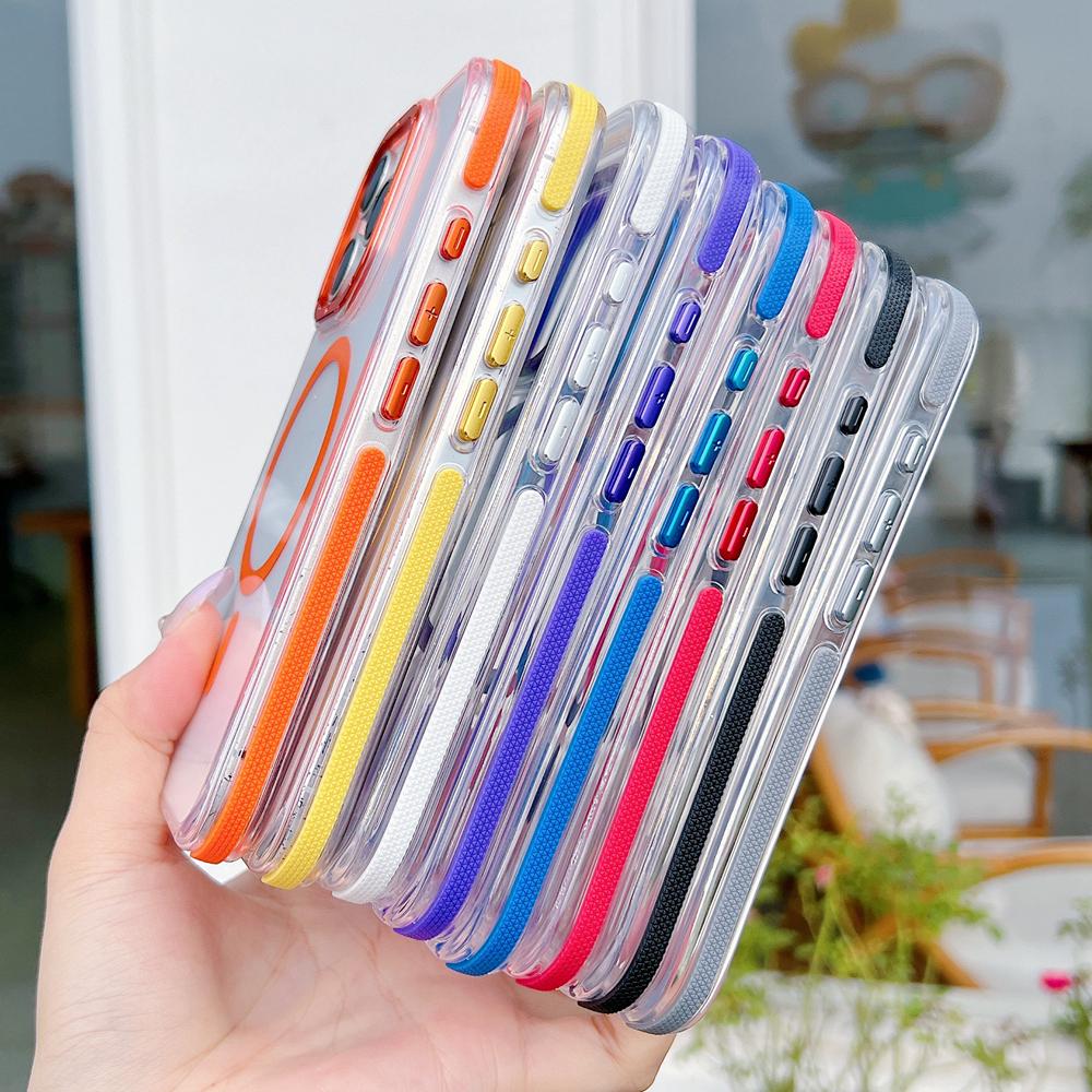 KEYSION Transparent Magnetic Case for MagSafe for iPhone 16 Pro Max Wireless Charging Shockproof Phone Cover for iPhone 16 Plus