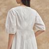 Women's Elegant Round Neck Short-Sleeve A-Line Midi Dress