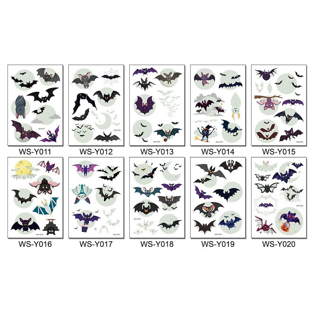 New Halloween Children's Night Light Tattoo Stickers Cartoon Cross Border Bat Party Festival Green 3D