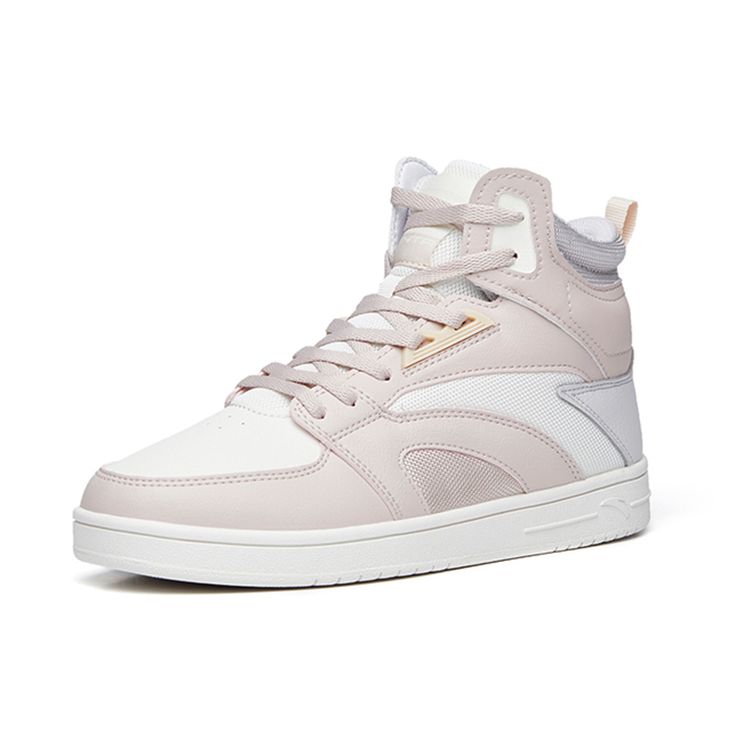 Anta Street Style High-Top Skate Shoes Women Sneakers White Gray 122238067-4