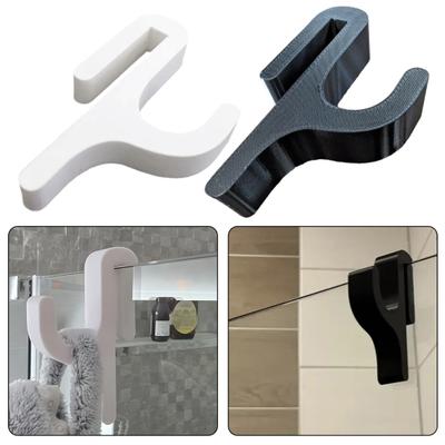 Bathroom Hook Wall Mount Rack Easy Installation Space-Saving Design Decorative Hook Stand Multi-Purpose Organizer for 8mm Glass