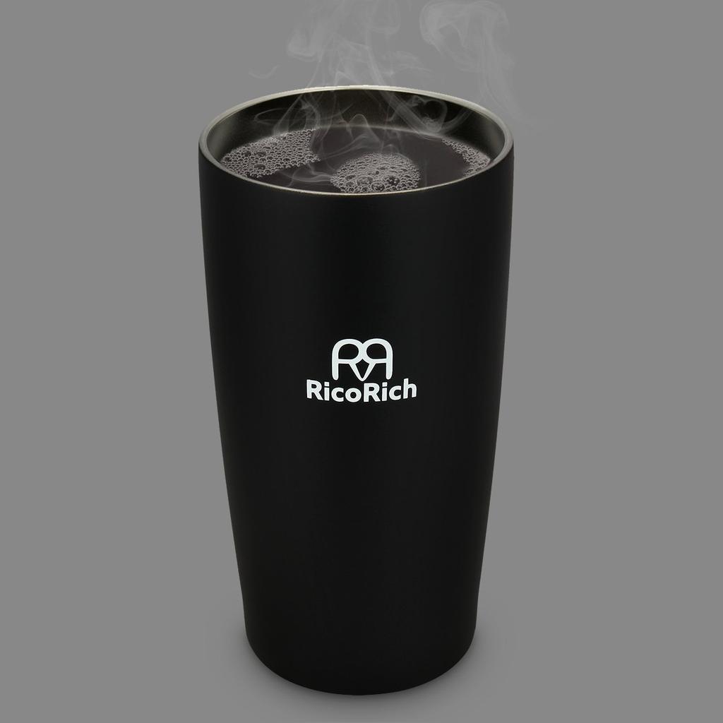 RicoRich Stainless Steel Tumbler with Vacuum Double Black Lid, Insulated, Wall, 540ml, (RRWB08-BK)