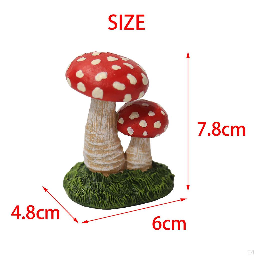 Cute Mushroom Figure, Statue, Waterproof, , Mini Colorful Creative W/ Base Figurine for