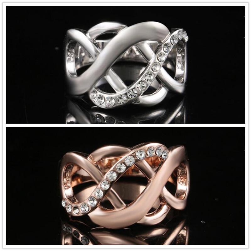 Ring Hollow-out Cross Inlaid Rhinestones