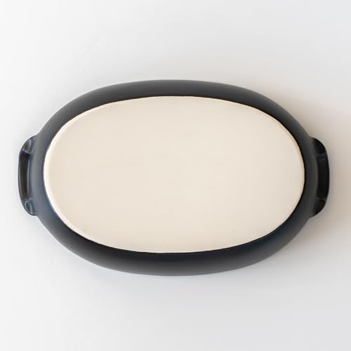 Banko-yaki Gratin Dish, Single-Serve, Approx. 24cm Diameter, Heat-Resistant Ceramic, Oven, Microwave, and Dishwasher Safe, Black, Made In Japan
