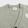 AMI 2025 Classic Couple's Embroidered White Heart Cardigan Wool Sweater